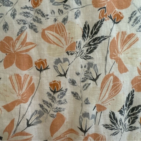 Joie Dress Womens Small White Orange Blue Floral V Neck Mini Shift 100% Linen - Picture 5 of 11